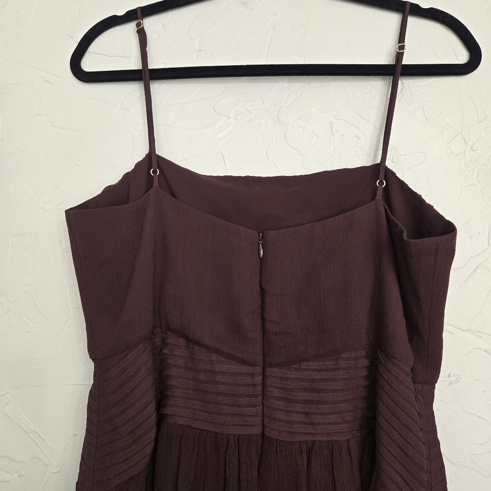 Shona Joy X Free People Pin Tuck Frill Olympia Brown Tiered Dress, 10 - Picture 9 of 12